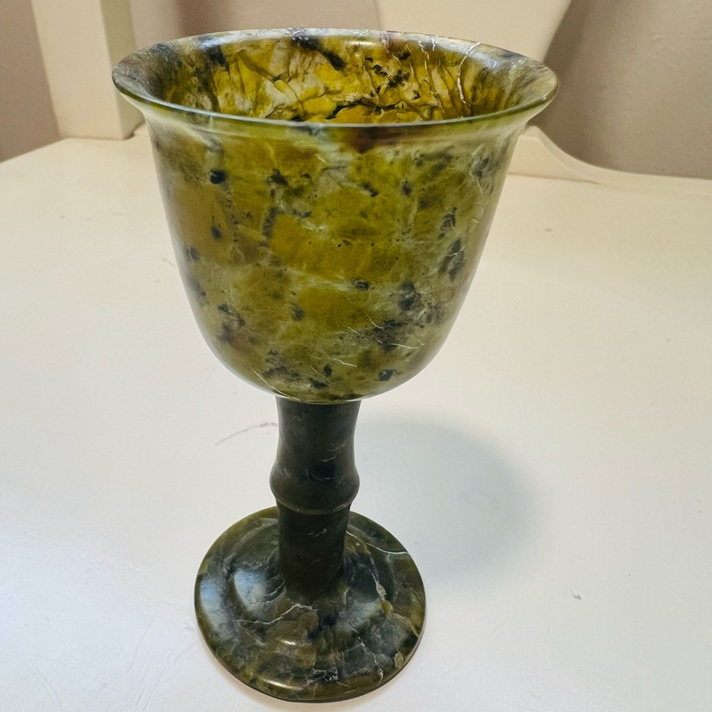 Elegant Marbled shot glass-- Green and Black dark jade stone